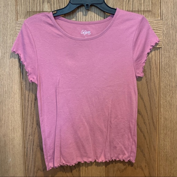 City Streets Tops - Pink lettuce trim top!